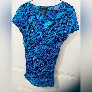 Ladies Multi Colour - Turquoise / Purple /Black - cap sleeve, V-neck cross over.